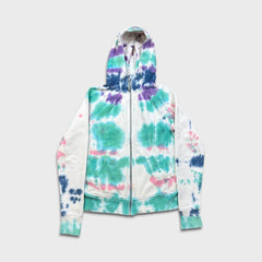 Lululemon Scuba Hoodie Light Cotton Women Size 6 White Tie Dye AOP Full Zip Sweater