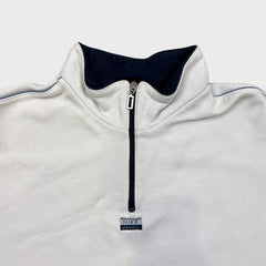 Vintage 90s Nike Athletics 1/4 Zip Sweatshirt Mens Medium White Swoosh Pullover