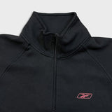 Vintage Y2K Reebok Sweatshirt Mens Small Black 1/4 Zip Training Activewear Pullover