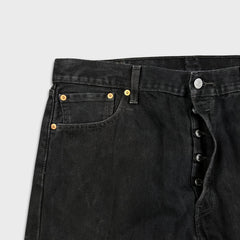 Levi's 501 Jeans Mens 36x30 Black Original Straight Leg Dark Wash Denim Pants
