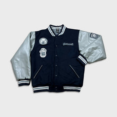 Vintage Y2K Makaveli Leather Jacket Mens Large Blue Tupac Shakur Varsity Letterman