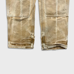 Vintage 90s Carhartt Pants Mens 34x32 Beige Original Fit Double Knee Distressed USA
