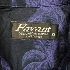 Vintage Y2K Favant Hawaiian Shirt Mens XL Blue Surfboard Tropical Vacation AOP