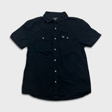True Religion Shirt Mens Large Black Button Up Casual Preppy Cotton Short Sleeve