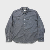 Levi's Barstow Western Denim Shirt Mens Large Gray Stone Wash Stretch Pearl Snap