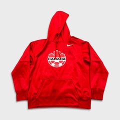 Nike Sportswear Team Canada Hoodie Mens Large Red Soccer FIFA Dri Fit Hooded Sweater