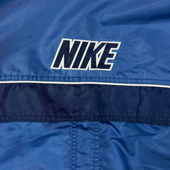 Vintage Y2K Nike Sportswear Jacket Mens 2XL Blue Swoosh Spell Out Full Zip Bomber Coat