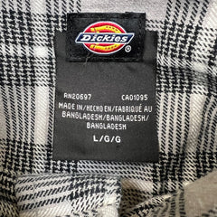 Dickies Shirt Mens Large Gray Plaid Flannel Workwear Long Sleeve Button Up