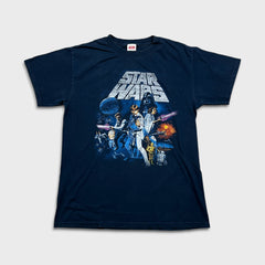Vintage Y2K Star Wars T Shirt Mens Medium Blue Episode IV A New Hope Movie Tee