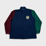 Adidas Fleece Mens XL Blue Trefoil Crest Spell Out 1/4 Zip Pullover Jacket