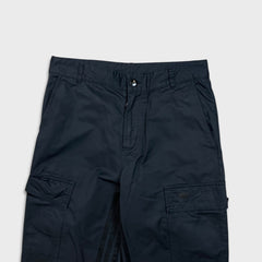 Adidas Blue Version Cargo Pants Mens Small Black 3 Stripe Trefoil Taper Leg