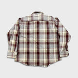 Vintage 70s Golden Key Plaid Flannel Mens XL Beige Workwear Distressed Button Up