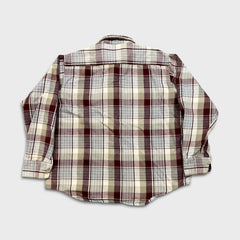 Vintage 70s Golden Key Plaid Flannel Mens XL Beige Workwear Distressed Button Up