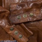 Vintage Y2K Danier Leather Blazer Jacket Womens XS Brown Paisley Bemberg Lined Coat