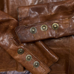 Vintage Y2K Danier Leather Blazer Jacket Womens XS Brown Paisley Bemberg Lined Coat