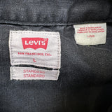 Levi's Denim Shirt Mens Large Black Dark Wash Casual Western Jean Pearl Snap