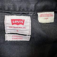 Levi's Denim Shirt Mens Large Black Dark Wash Casual Western Jean Pearl Snap