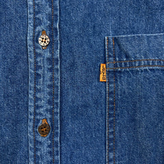 Vintage 90s Levi's Denim Shirt Mens XL Blue Orange Tab Medium Wash Button Up