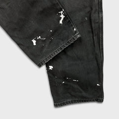 Dickies Pants Mens 34x32 Black Straight Leg Distress Hammer Loop Canvas Workwear
