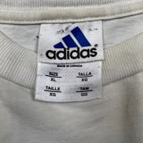 Vintage 90s Adidas T Shirt Mens XL White Spell Out Athletic Short Sleeve Tee