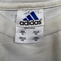 Vintage 90s Adidas T Shirt Mens XL White Spell Out Athletic Short Sleeve Tee