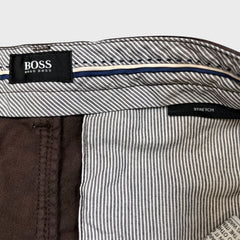 Hugo Boss Rice Slim Fit Pants Mens 32x32 Brown Stretch Corduroy Casual Trouser