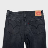 Levi's Wedgie Straight Jeans Womens 31x26 Black Distressed High Rise Wash Denim Pants
