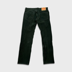 Levi's 502 Pants Mens 34x31 Green Corduroy Tapered Stretch Regular Fit Mid Rise