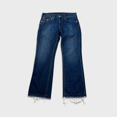 True Religion Jeans Mens 32x31 Blue Bootcut Medium Wash Distressed USA Denim Pants