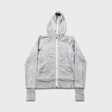 Lululemon Scuba Stretch Hoodie Womens Size 6 Gray Full Zip Dotted Hooded Sweater
