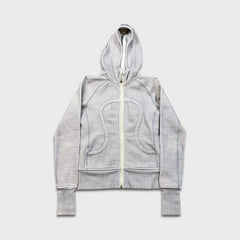 Lululemon Scuba Stretch Hoodie Womens Size 6 Gray Full Zip Dotted Hooded Sweater