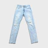Levi's 501 S Jeans Women 26x29 Blue Skinny High Rise Light Wash Distressed Denim Pants