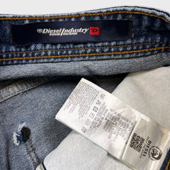 Diesel Jeans Mens 32x28 Blue Only The Brave Distressed Regular Straight Medium Wash Denim Pants