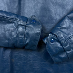 Vintage 1979 Riverside Park Hockey Leather Jacket Mens Large Blue Varsity Bomber