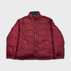 Tommy Hilfiger Jacket Mens Medium Red Reversible Down Puffer Heavy Coat