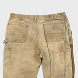 Vintage 90s Carhartt Pants Mens 36x29 Beige Double Knee Distressed USA Workwear