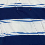 Vintage 90s Tommy Hilfiger Shirt Mens XL White Striped Casual Preppy Polo Tee