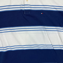 Vintage 90s Tommy Hilfiger Shirt Mens XL White Striped Casual Preppy Polo Tee