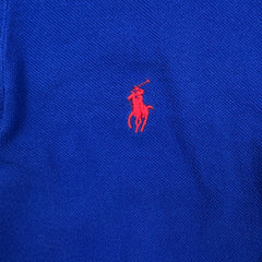 Vintage 90s Polo Ralph Lauren Shirt Womens Large Blue The Skinny Polo Preppy