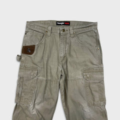 Vintage Y2K Wrangler Riggs Pants Mens 34x28 Gray Ripstop Carpenter Double Knee Cargo