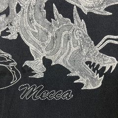 Vintage Y2K Mecca Skull Dragon T Shirt Mens Large Black Faded Grunge Punk Tee