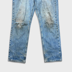 Carhartt B18 STW Jeans Mens 35x32 Traditional Fit Taper Faded Distress Workwear Pants