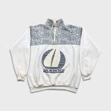 Vintage 90s San Francisco Sweatshirt Mens XL White USA 1/4 Zip Pullover Sweater