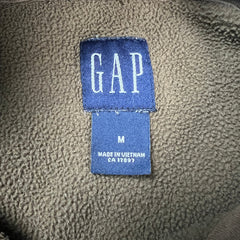 Vintage Y2K Gap Fleece Mens Medium Brown Spell Out Outdoor Hooded Pullover Jacket