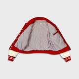 Vintage 90s Hard Rock Cafe Jacket Mens Small Red Varsity Letterman Bomber