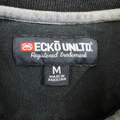 Vintage Y2K Ecko Unltd Polo Shirt Mens Medium Black Rhino Casual Preppy Short Sleeve