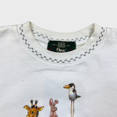 Vintage 90s Noah's Ark Sweatshirt Mens Small White Religion Graphic Pullover