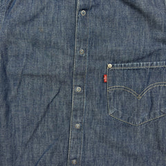 Levi's Engineered Jeans Denim Shirt Mens Small Blue Medium Wash Snap Long Sleeve