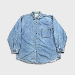 Vintage 90s Levi's Denim Shirt Mens XL Blue Orange Tab Western Button Up