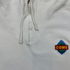 Vintage 90s Cows Hoodie Mens XL White Faded Hooded Sweater Pullover